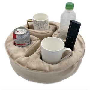 Couch & Bed Cup Holder Pillow, Sofa Organizer Caddy for Drinks Remotes Phone NEW